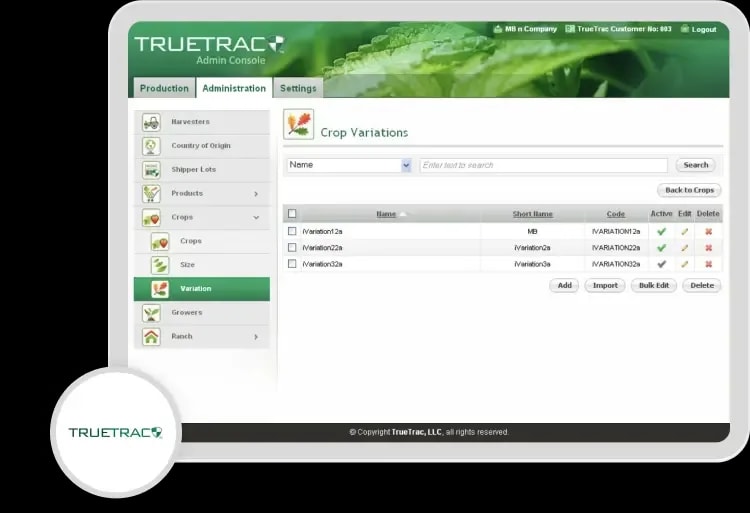 TrueTrac Produce Traceability Suite