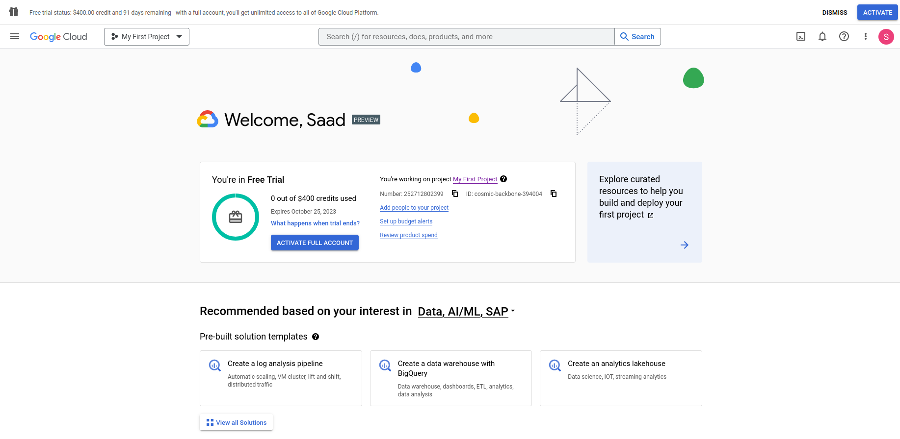 Setting up the Google Cloud Platform (GCP) Account